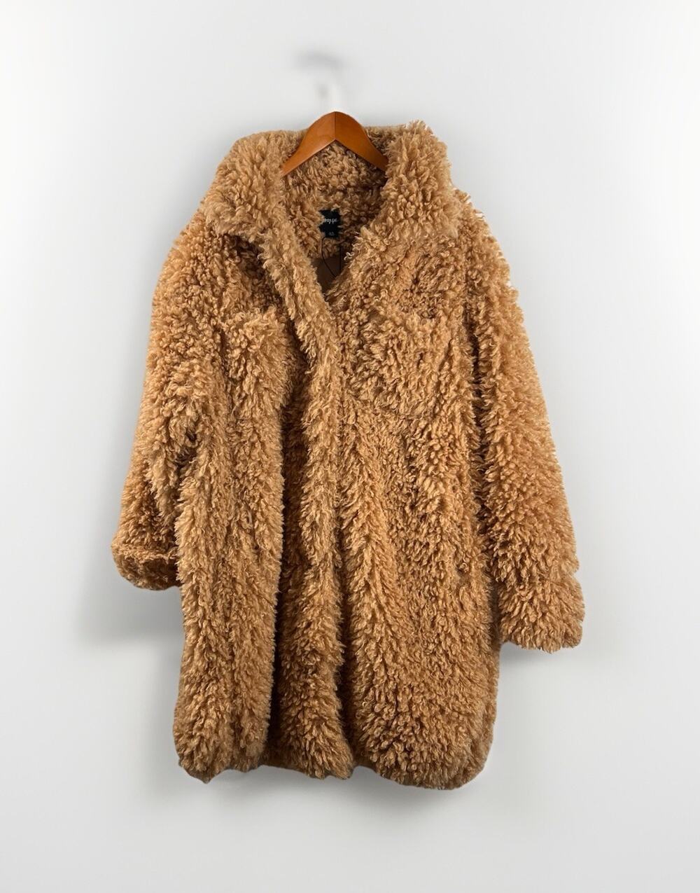 NASTY GAL Tan Teddy Oversized Coat Jacket Button Up Woman's Size 12